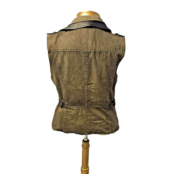 Chelsea & Violet Women's Small Taupe Vegan Leather‎ Moto Vest - Picture 4 of 10
